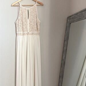 Morgan & Co. Delicate Ivory Lace Maxi Dress